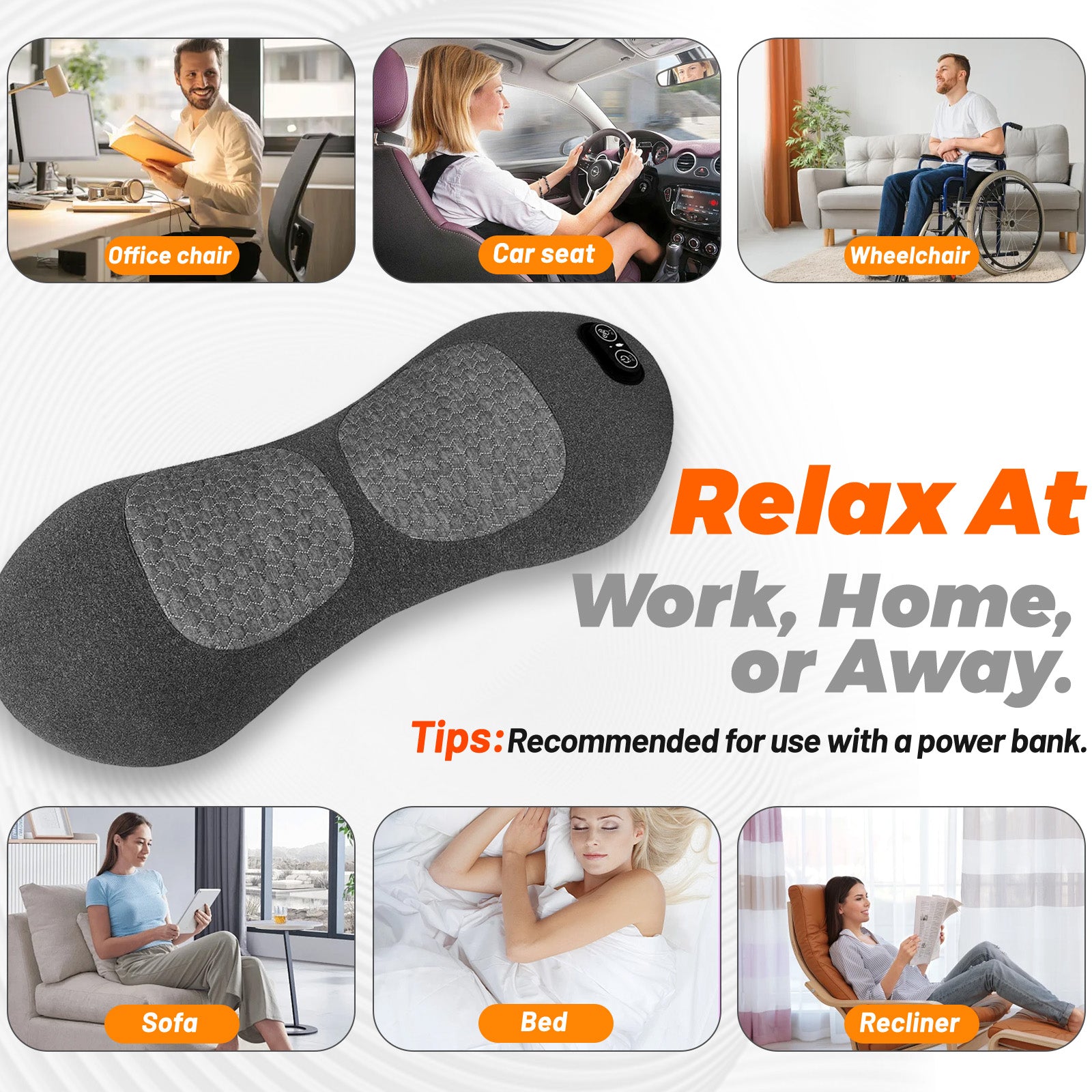 3 in 1 Electric Lumbar Support Pillow with Traction,Vibration & Heat