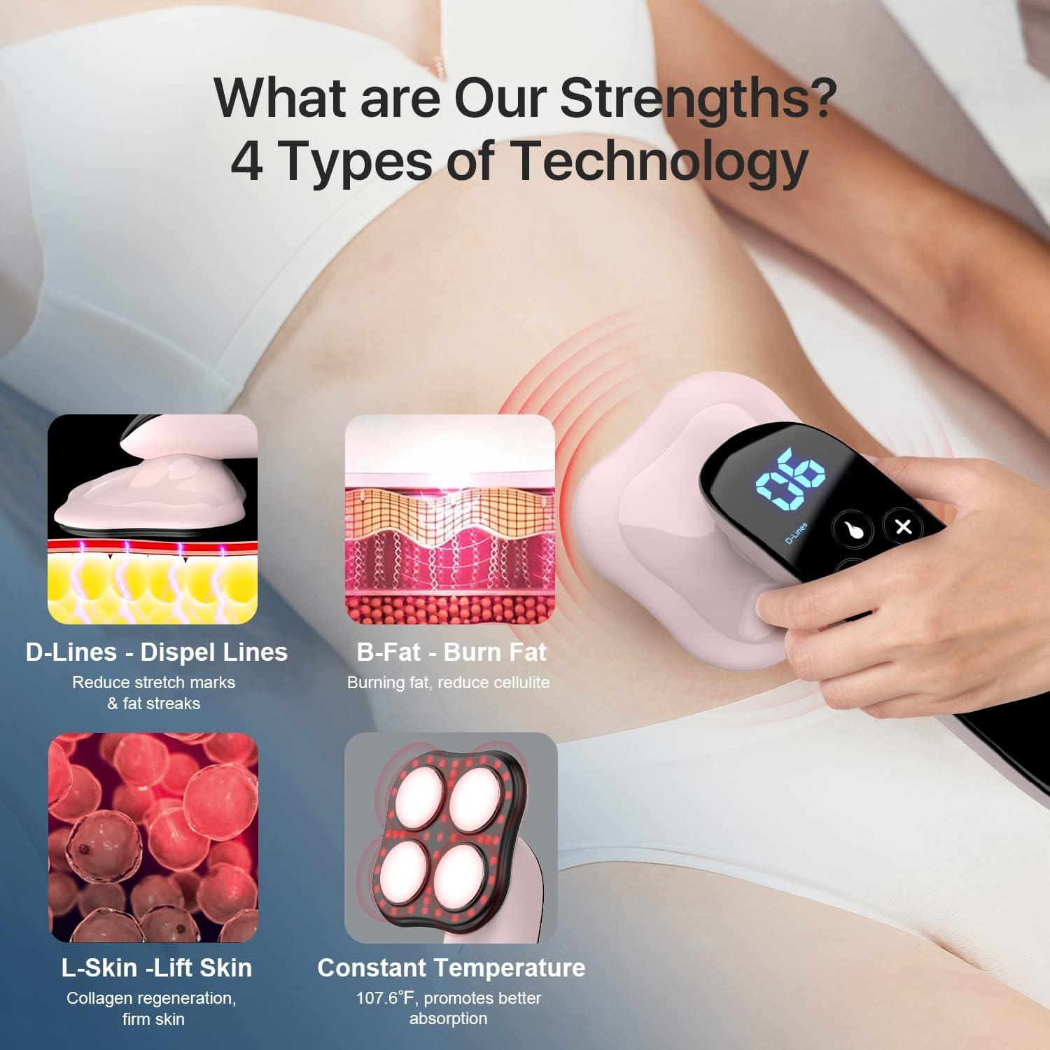 Body Sculpting Machine, Cellulite Massager Upgraded 2.0, Handheld Cellulite Fat Machine for Belly Arms Legs Waist Butt, 4 Massage Heads Larger Contact Surface with Body