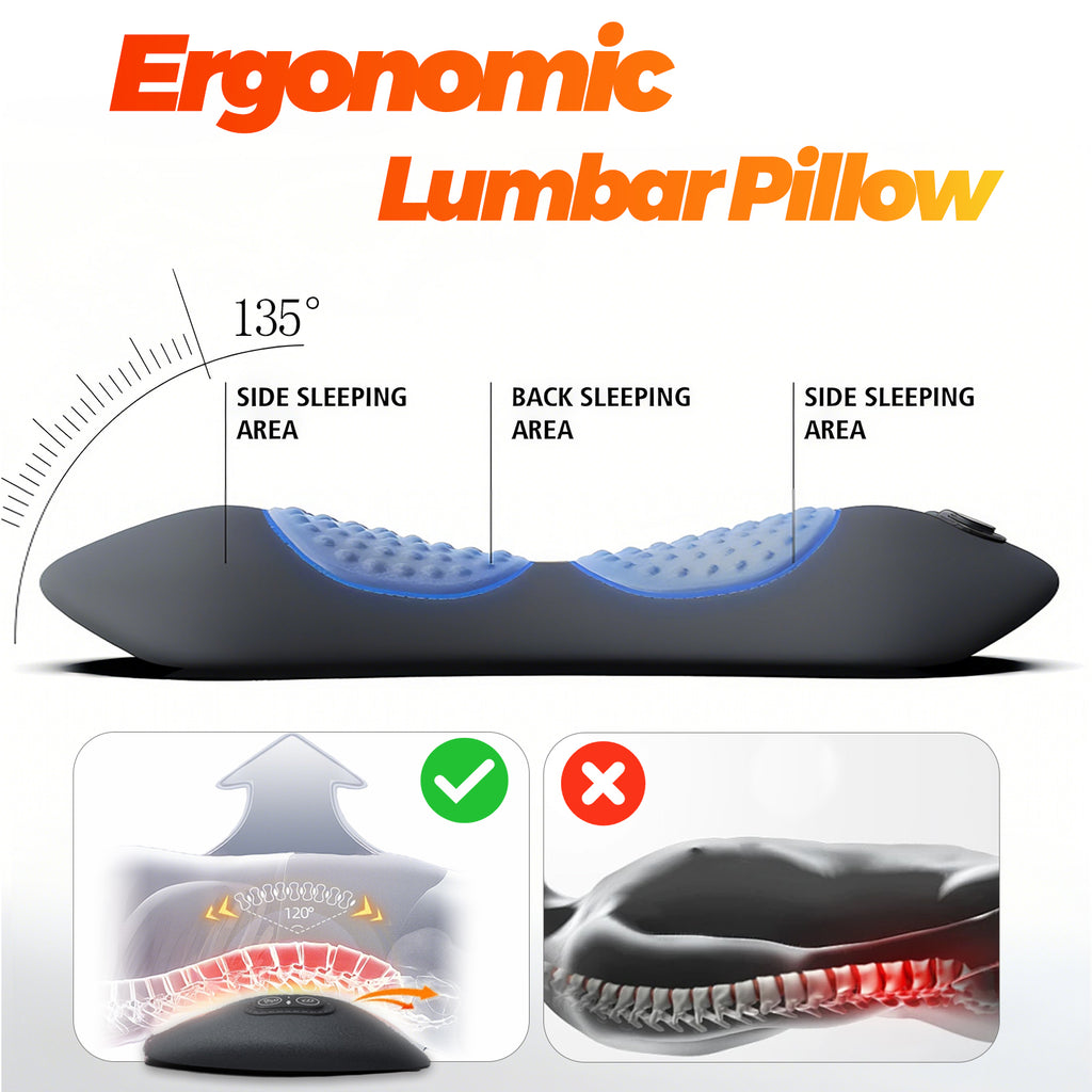 3 in 1 Electric Lumbar Support Pillow with Traction,Vibration & Heat